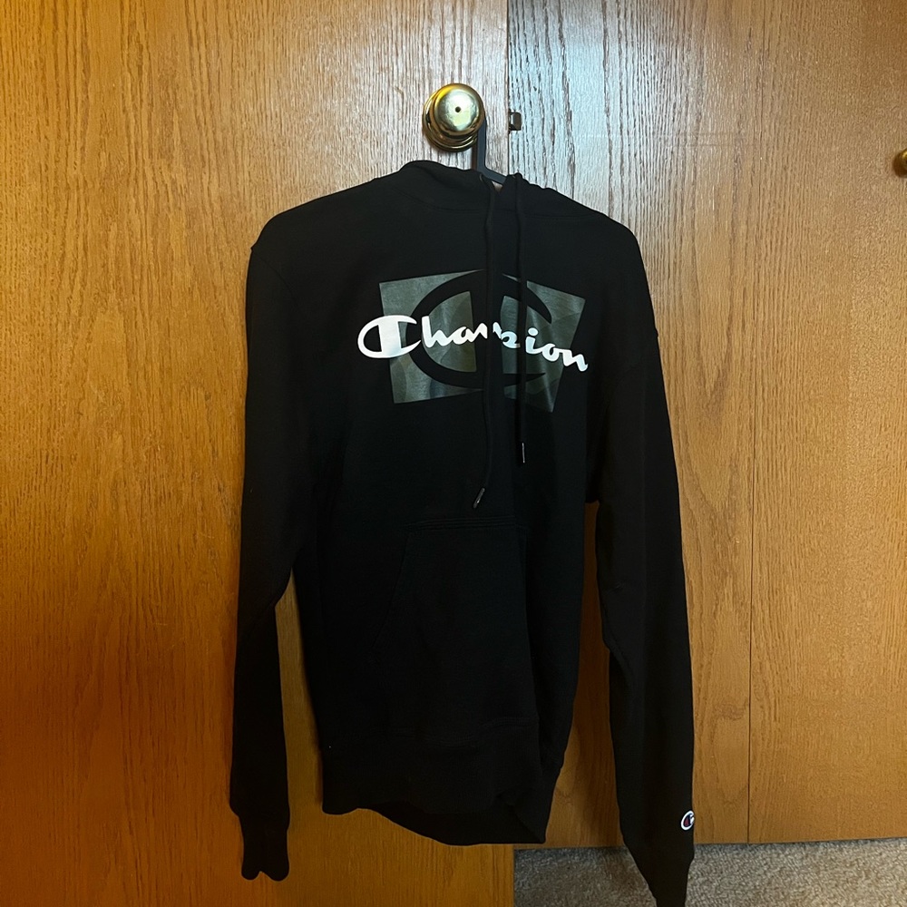 Black and camouflage champion hoodie mens size small
